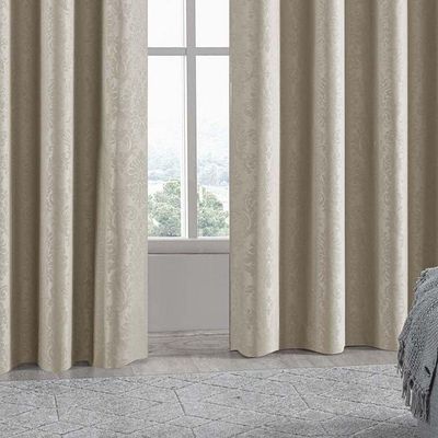 Cortina Imperial Em Jacquard Para Varão Simples 3,00m X 2,60m 100% Poliéster - Bege