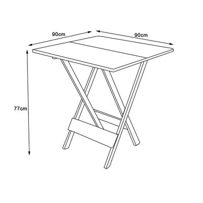 Mesa Para Pizzaria Dobrável De Madeira 90x90 - Natural