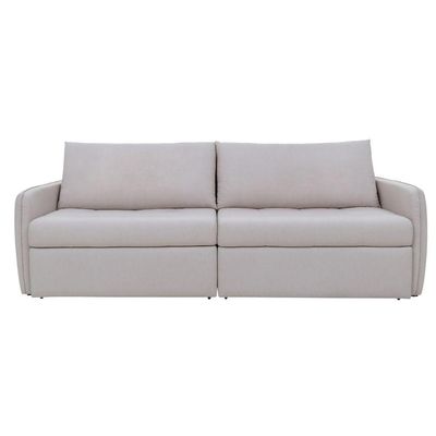 Sofá Ello Retrátil Cama Com Almofada De Encosto Solta 2 Módulos De 1,00 E Braço De 0,10 Total 2,20 Linho Bege Creme