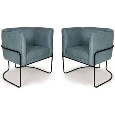 Kit 02 Poltronas Betina Base Preto Suede Camurça Azul Caribe - Nexta Casa