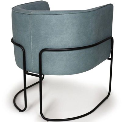 Kit 02 Poltronas Betina Base Preto Suede Camurça Azul Caribe - Nexta Casa