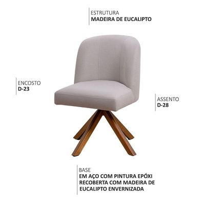 Kit 02 Cadeiras De Jantar Cléo Base Giromad Linho Cru - Nexta Casa