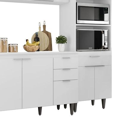 Armário De Cozinha Com Tampo Cp02 180cm Pérola Branco Z34 - Mpozenato
