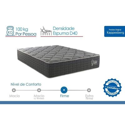 Cama Box Baú Casal + Colchão Anatômico Kappesberg D40 Grise + Base Crc Corano Gray