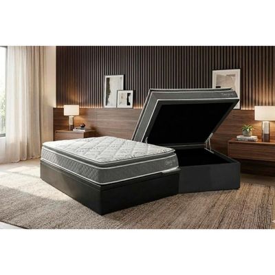 Cama Box Baú Casal + Colchão Molas Kappesberg Ensacadas Serene + Base Crc Courano Gray