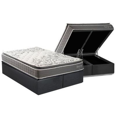 Cama Box Baú King + Colchão Molas Kappesberg Ensacadas Serene + Base Crc Courano Gray
