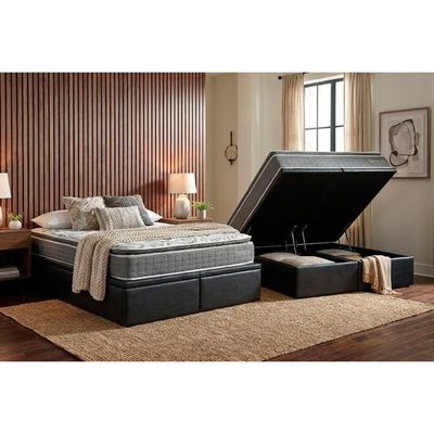 Cama Box Baú King + Colchão Molas Kappesberg Ensacadas Serene + Base Crc Courano Gray