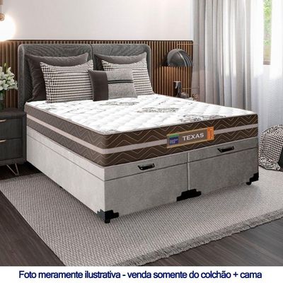 Cama Box Baú Casal Bipartido Suede + Colchão Molas Ensacadas Texas Prime Colchões 138cm - Suporta Até 120kg Por Pessoa