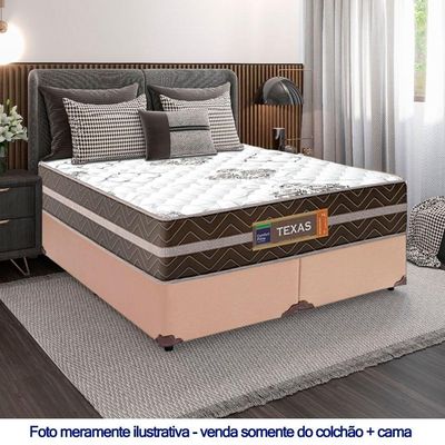 Cama Box Casal Bipartido Sintético + Colchão Molas Ensacadas Texas Prime Colchões 138cm - Suporta Até 120kg Por Pessoa