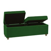 Canto Alemão Recamier Bau + Painel Madri 140cm Suede Verde - Inova Decor