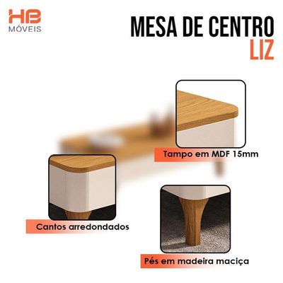 Mesa De Centro Liz Off White Cinamomo - Hb Móveis