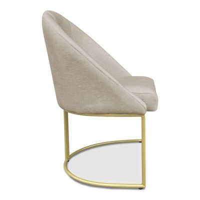 Kit 02 Cadeiras Poltrona De Jantar Bela Base Metálica Industrial Dourado Sala Recepção Veludo Bege Do Lar Móveis