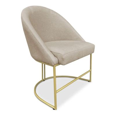 Kit 02 Cadeiras Poltrona De Jantar Bela Base Metálica Industrial Dourado Sala Recepção Veludo Bege Do Lar Móveis