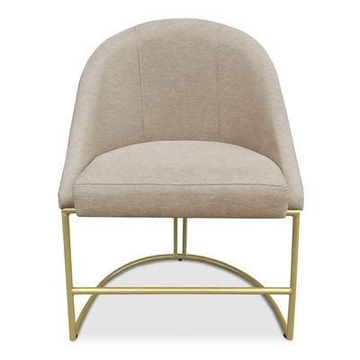 Kit 02 Cadeiras Poltrona De Jantar Bela Base Metálica Industrial Dourado Sala Recepção Veludo Bege Do Lar Móveis
