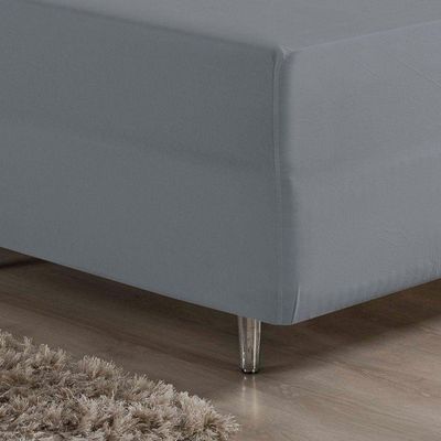 Jogo De Cama Casal Nobre 3 Peças Luva De Box 55cm De Altura Malha 100% Algodão - Cinza
