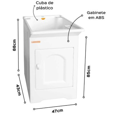 Tanque para Lavanderia com Gabinete 26L Pequeno Lavar Roupas Calçados Organizador Preto Stilofibra