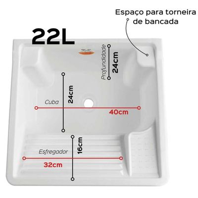 Tanque para Lavanderia com Gabinete 26L Pequeno Lavar Roupas Calçados Organizador Preto Stilofibra