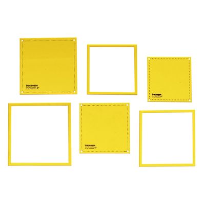 Gabaritos Quadrados com Ângulo de 90° para Acolchoamento - Conjunto de 3 (7,6/10,2/12,7 cm) para Costura, Colcha e Patchwork D6 - Traceease Amarelo