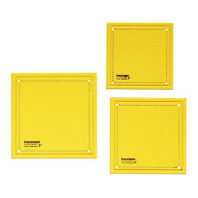 Gabaritos Quadrados com Ângulo de 90° para Acolchoamento - Conjunto de 3 (7,6/10,2/12,7 cm) para Costura, Colcha e Patchwork D6 - Traceease Amarelo