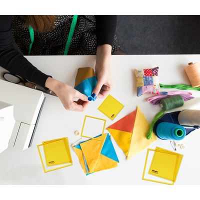 Gabaritos Quadrados com Ângulo de 90° para Acolchoamento - Conjunto de 3 (7,6/10,2/12,7 cm) para Costura, Colcha e Patchwork D6 - Traceease Amarelo