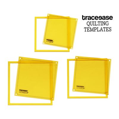 Gabaritos Quadrados com Ângulo de 90° para Acolchoamento - Conjunto de 3 (7,6/10,2/12,7 cm) para Costura, Colcha e Patchwork D6 - Traceease Amarelo