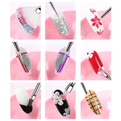 Kit Pincel Gel Uv 15 Pinceis Decoração Manicure Acrigel Cor:Rosa