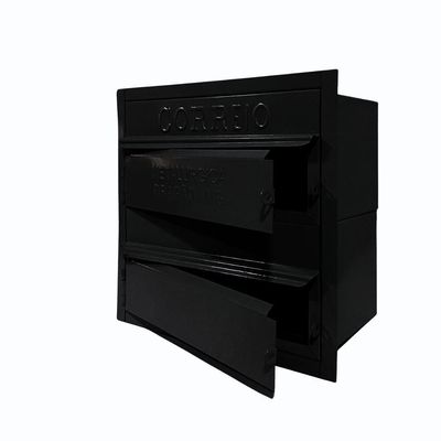 Caixa De Correios Condomínio 2 Módulos Tamanho 15x28x28cm Aço Preto