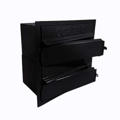 Caixa De Correios Condomínio 2 Módulos Tamanho 15x28x28cm Aço Preto