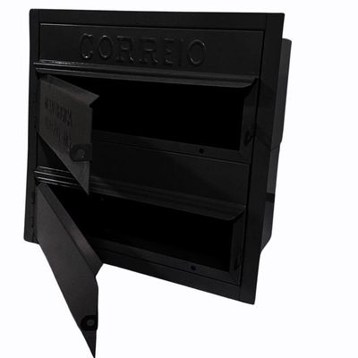 Caixa De Correios Condomínio 2 Módulos Tamanho 15x28x28cm Aço Preto