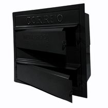Caixa De Correios Condomínio Preta 2 Módulos Tamanho 15x28x28cm Aço Preto