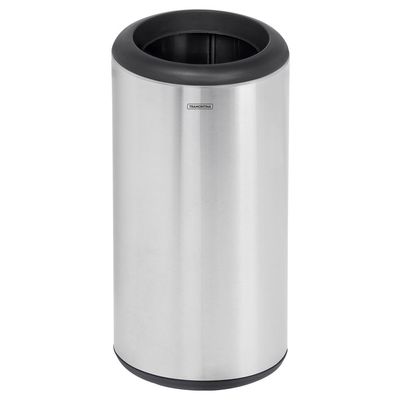 Lixeira Inox Tramontina Cápsula com Acabamento Scotch Brite e Aro e Base em Polipropileno 23 L