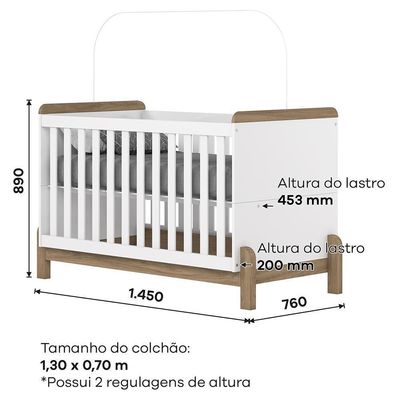 Berço Americano Mini Cama Ternura Branco-jequitibá Com Colchão Baby Physical - Móveis Henn