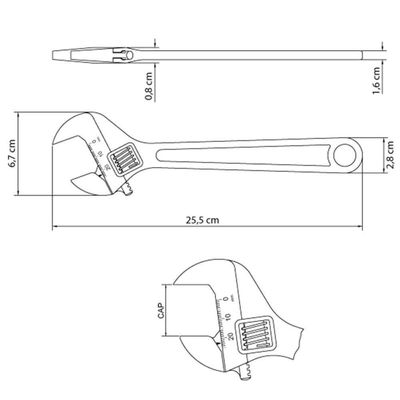 Chave Ajustável Para Porcas Tramontina Inglesa 10" 28mm Corpo Forjado Em Aço Carbono Cromado 4101651