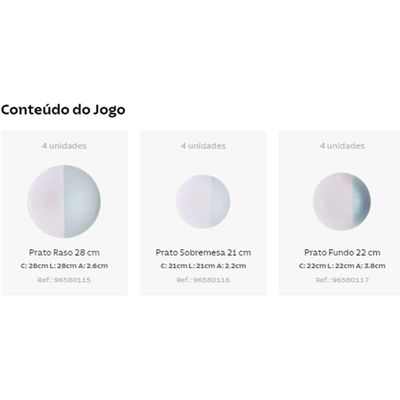 Jogo De Pratos Tramontina Aquarius Em Porcelana Decorada 12 Peças - 96589055