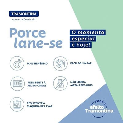 Jogo De Pratos Tramontina Aquarius Em Porcelana Decorada 12 Peças - 96589055