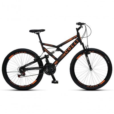 Bicicleta Gps 148 Aro 26 Dupla Suspensão 21 Marchas Preto-laranja