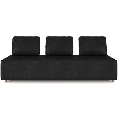 Sofá 3 Lugares 222cm Sala De Estar Rovier Sintético Preto Z32 - Mpozenato