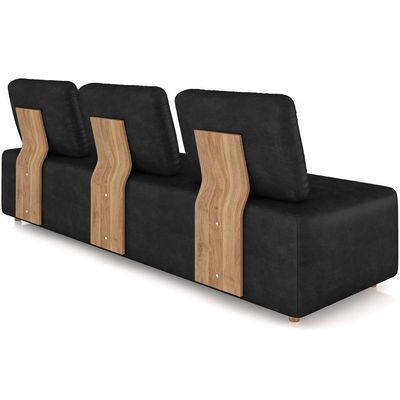 Sofá 3 Lugares 222cm Sala De Estar Rovier Sintético Preto Z32 - Mpozenato