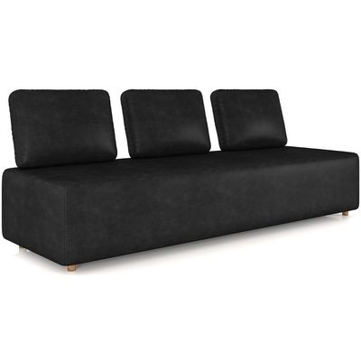 Sofá 3 Lugares 222cm Sala De Estar Rovier Sintético Preto Z32 - Mpozenato
