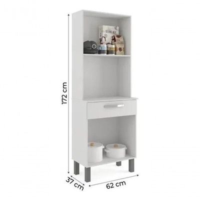 Armário de Cozinha 4 Portas 1 Gaveta MDF 62CM Branco Acabamento Brilhante