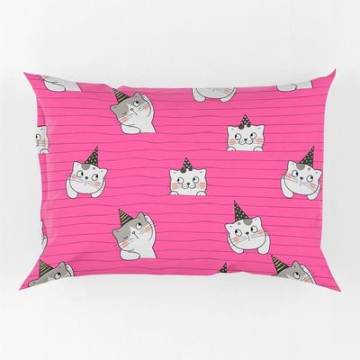 Porta Travesseiro Fronha Avulsa Estampada Gatinhos 70cm X 50cm - Digital Juvenil Infantil Moderno Decorativo Gato Pet