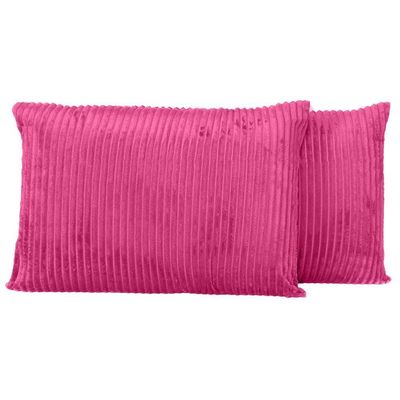 Par De Fronhas Em Manta Canelada 70cm X 50cm - Porta Travesseiro Mantinha Microfibra Para Inverno Cor Pink
