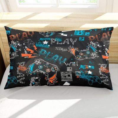Porta Travesseiro Fronha Avulsa Estampada Game Win 70cm X 50cm - Digital Juvenil Infantil Decorativo Gamer Geek Nerd