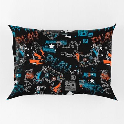 Porta Travesseiro Fronha Avulsa Estampada Game Win 70cm X 50cm - Digital Juvenil Infantil Decorativo Gamer Geek Nerd