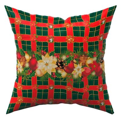 Kit 4 Almofadas Cheias Decorativas Natalinas Verde Natal Fim De Ano 45cm X 45cm Com Refil