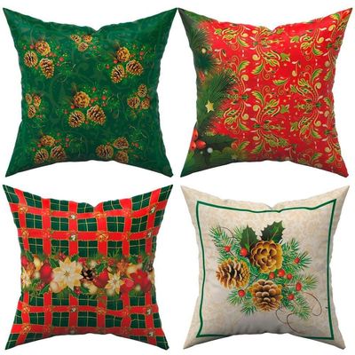 Kit 4 Almofadas Cheias Decorativas Natalinas Verde Natal Fim De Ano 45cm X 45cm Com Refil
