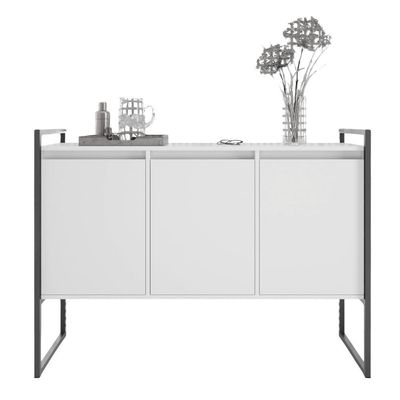 Buffet Aparador Sala Industrial 3 Portas Branco