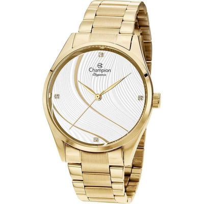 Relógio Champion Feminino Dourado Strass Analógico Cn24655h