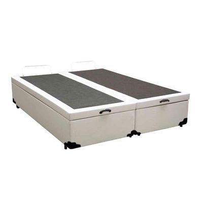 Cama Box Baú Bipartido Casal Sintético + Colchão Casal Espuma Extra Firme D33 Elegance Ortopédico 64x138x188 Branco