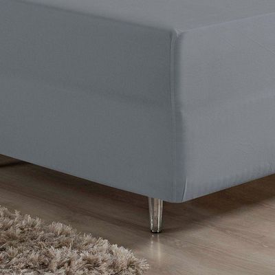 Lençol Com Elástico Solteiro Nobre 1 Peça Luva De Box 55cm De Altura Malha 100% Algodão - Cinza